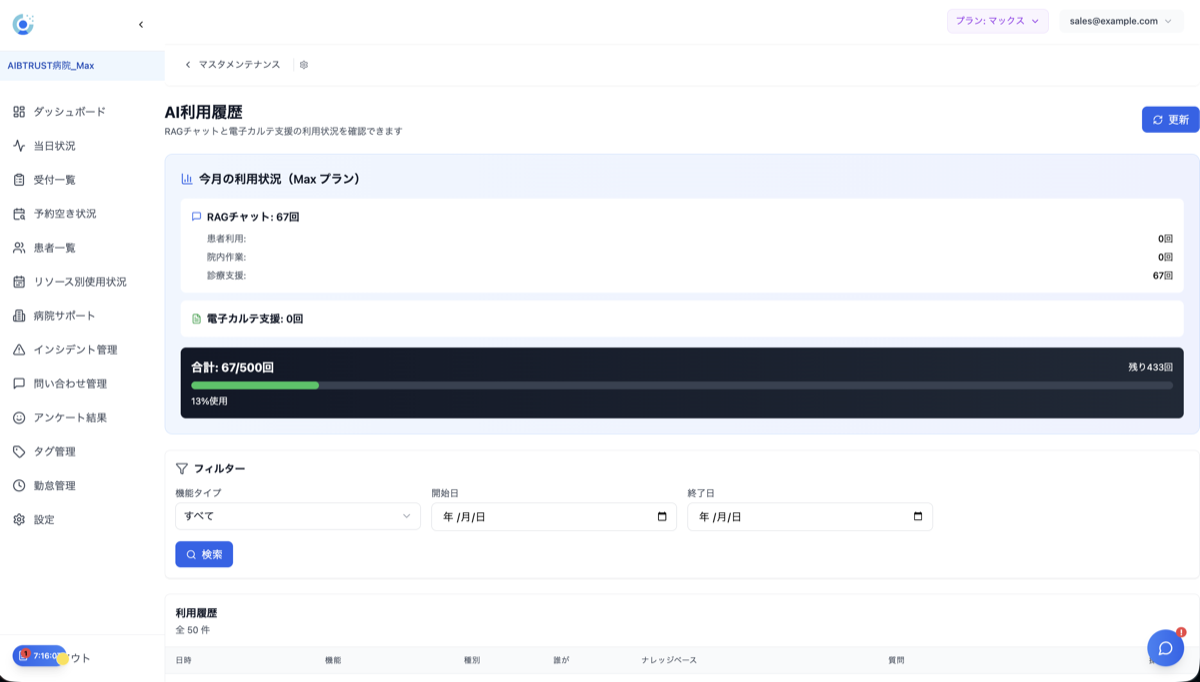履歴の詳細表示